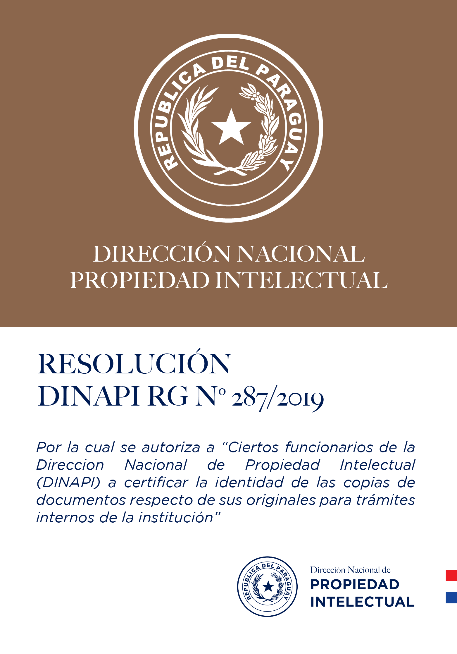 RESOLUCIÓN DINAPI Nº  287/2019