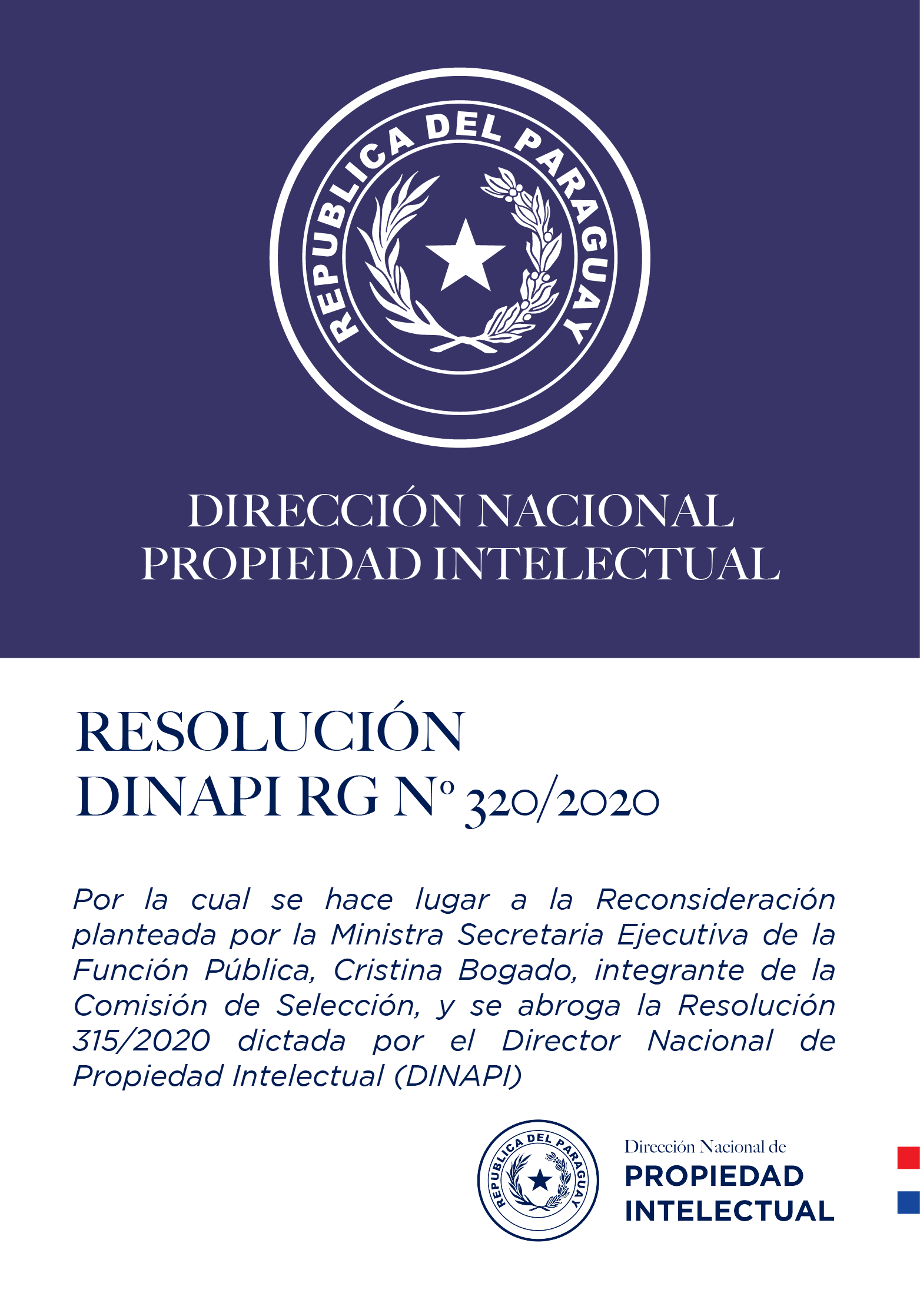 RESOLUCIÓN DINAPI Nº 320/2020