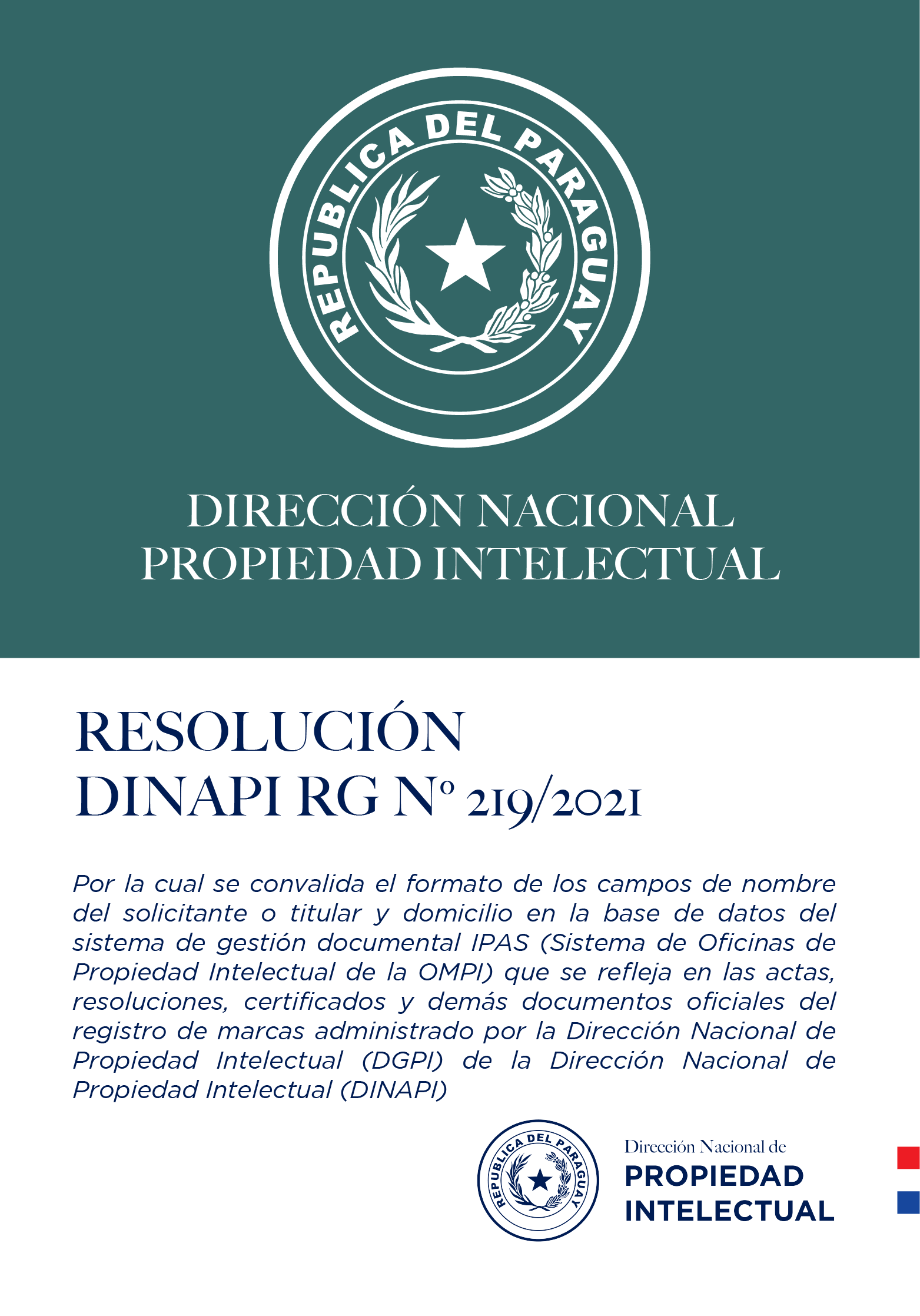 RESOLUCIÓN DINAPI Nº  219/2021