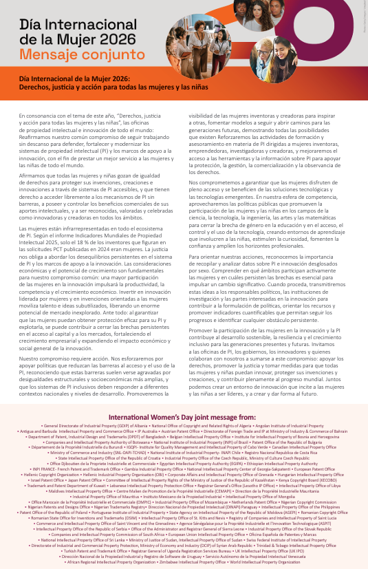 D&iacute;a Mundial de la Mujer 2026 - Mensaje conjunto