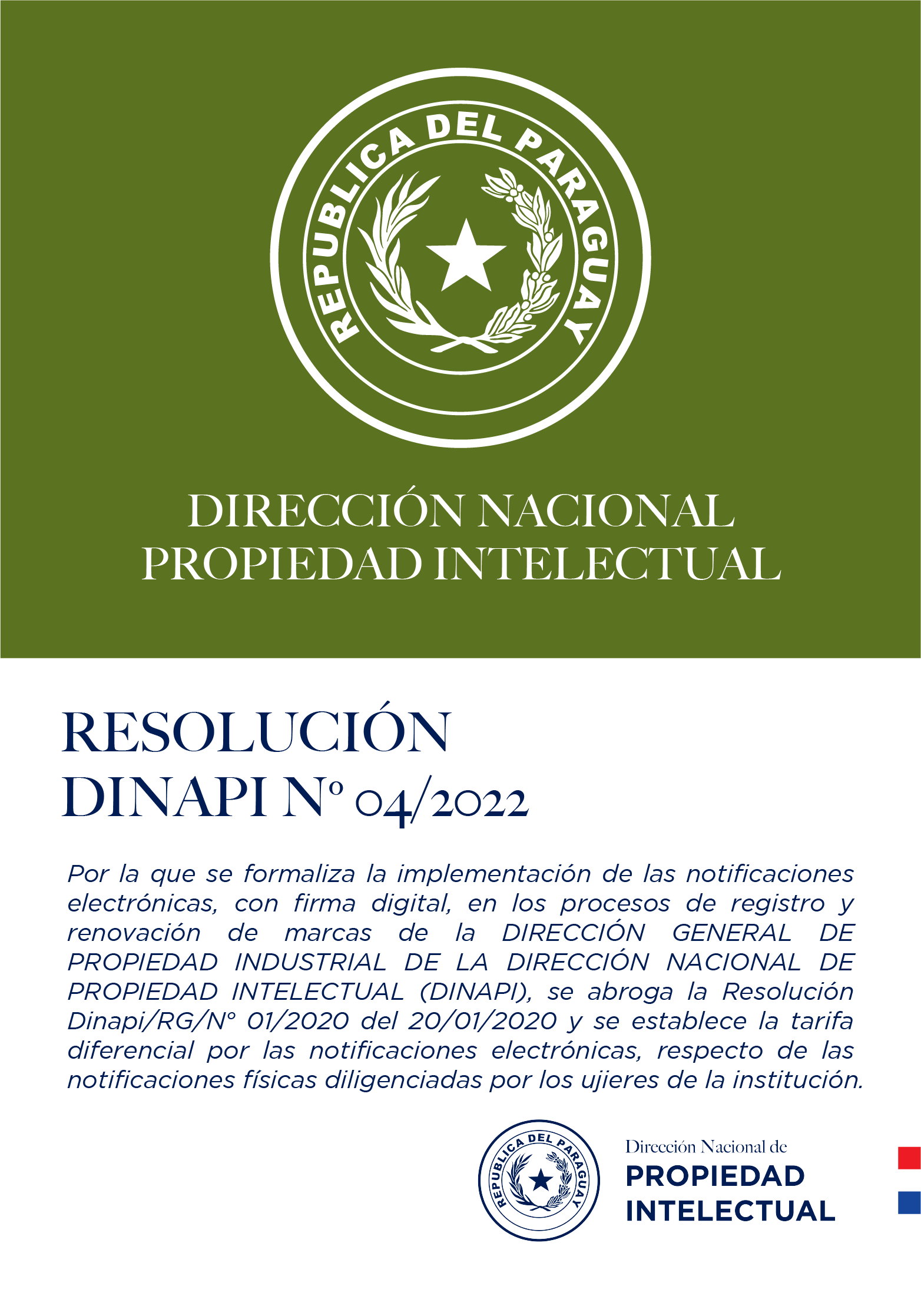 Resoluci&oacute;n DINAPI RG N&deg; 04/2022